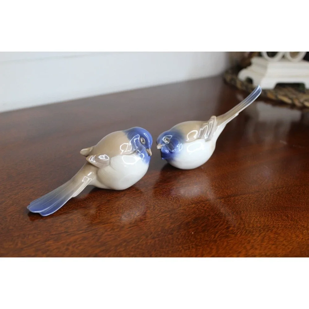 A pair‎ of Vintage Bing & Grodahi Porcelain titmouse Figurines